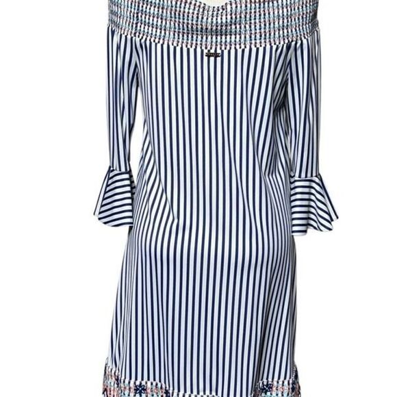 Cabana Life NWT St. Bart's Coveluxe Smocked Striped Dress Beachwear Small - Picture 3 of 8